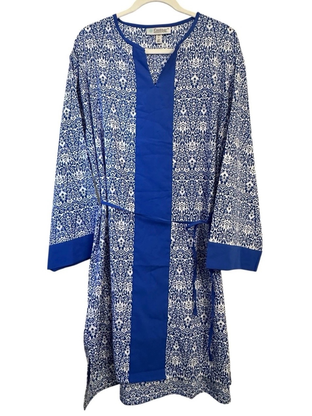Coolibar NWT L Calvada Cover-up Dress SPF 50 Ikat Tribal Lightweight